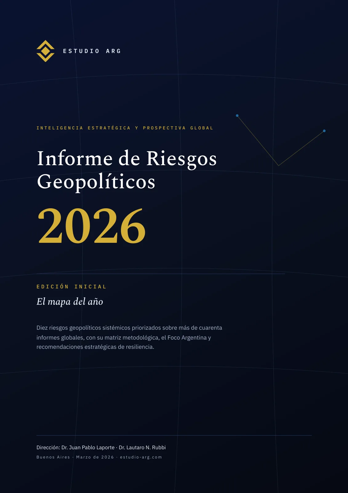 Tapa de la edición inicial del Informe de Riesgos Geopolíticos 2026 de Estudio ARG